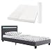 Produktbild Juskys Polsterbett Verona 90x200 cm grau mit Matratze  Einzelbett + LED-Beleuchtung, Lattenrost & Kopfteil  Bett aus Holzgestell & Stoff-Bezug