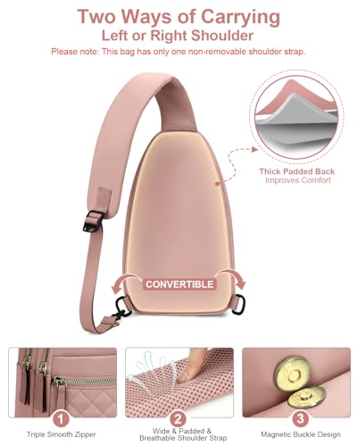 Image of Capolo Sling Bag for Women Men Waterproof Crossbody Bags for Women Trendy Casual Fanny Pack with Convertible Shoulder Strap Chest Bag for Travel Hiking(Pink, Medium)