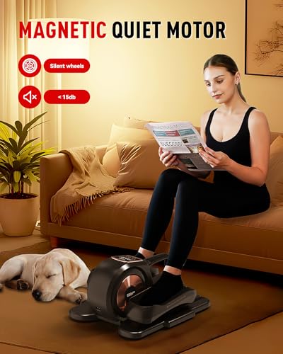 HARISON Under Desk Elliptical Machine with Multi-Functional LCD Display, Ellipse Leg Exerciser for Seniors with 12-Level Adjustable Speed and Resistance Bands - Image 5