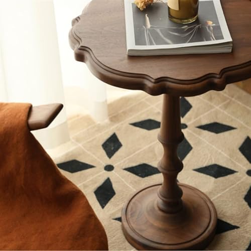 Table basse côté canapé petit coin rond bois luxe salon