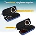 Tangoner Double Eyeglasses Case Hard Shell Dual Sunglasses Organizer with Zipper Closure Travel Eyewear Storage for Vehicle holds 2 Pairs of Glasses, Blue