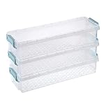 SUMTree 3 Pack Clear Storage Containers rectangular transparent Storage boxes Home Utility Boxes with Grey Clip 1.5L (Blue)