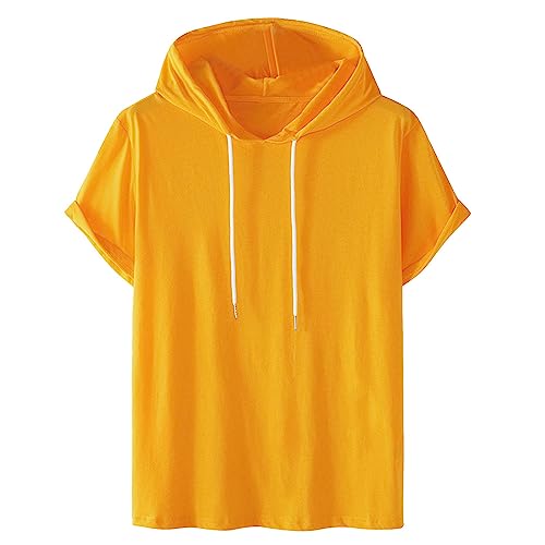 Sweat à Capuche Homme Hoodie Coton Manches Courtes Couleur Unie Modèle Décontracté F627