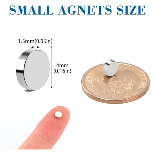 TRYMAG 4 mm x 1.5 mm 240 Pcs Small Neodymium Magnet, Mini Magnets Strong Rare Earth Magnets Round Refrigerator Magnet for Crafts Dry Erase Board, Office, Fridge, Building Scientific Models - Thumbnail 2
