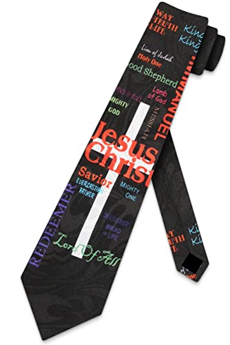 zerosevenee Cross Ties Mens Christian Jesus Christ Neckties Religious Tie for Men, Black, One size
