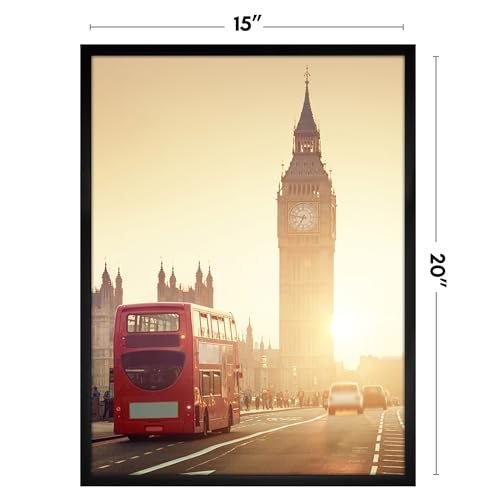 Image of Americanflat 15x20 Picture Frame with Polished Plexiglass - Streamline Collection - Thin Border Picture Frame for Wall Display - Hanging Hardware Included - Black