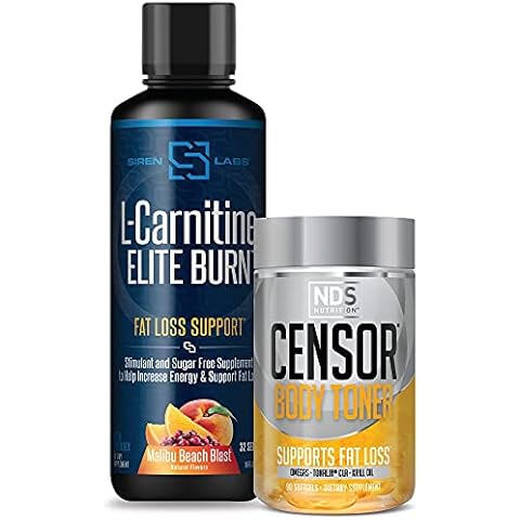 Censor NDS Nutrition Fat Loss-Body Toner with CLA (90 Softgels) & Siren Labs L-Carnitine Elite Burn Fat Loss Support Malibu Beach Blast 3000 mg (32 Servings) Cover