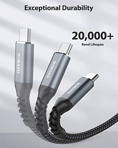 USB C Cable 5A [2Pack/1M+2M], NIMASO USB Type C 40W Huawei Superfast Charging Charger Data Cable Lead for Huawei P40 Pro, P20, P30 Pro, P30, Mate 20 Pro, Mate 20, Mate 20 RS, nova 5 Pro, Honor 20