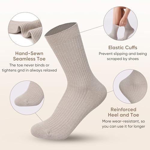 ] Unisex Natural Hemp Organic Cotton Socks, Comfy Breathable Casual Socks for Men & Women, 3 Pairs Crew Socks2