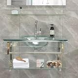 Mobile da bagno con lavabo e specchio, design sospeso per risparmiare spazio in bagni moderni