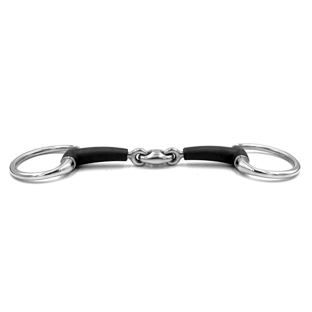 ES0248 - Morsetto a testa d'oliva, doppia rotta con gomma, per cavalli sensibili e giovani cavalli (10,5 cm)