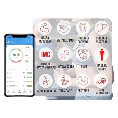 Balança Corporal Digital Com Bioimpedancia Profissional, Com App Bluetooth 180kg