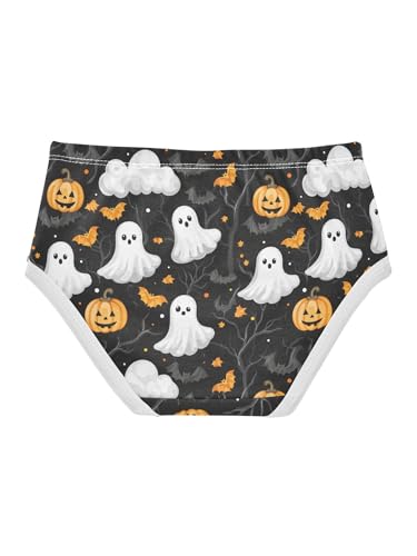 ZZKKO Ghosts Pumpkins Cartoon Girls Underwear Toddler Panties for Girls Comfort Brief Size 2T2