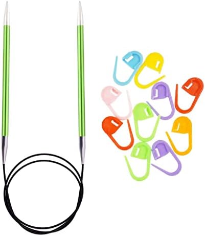 Knitter's Pride Knitting Needles Zing Circular 16 inch Size US 4 (3.5mm) Bundle with 10 Artsiga Crafts Stitch Markers 140067