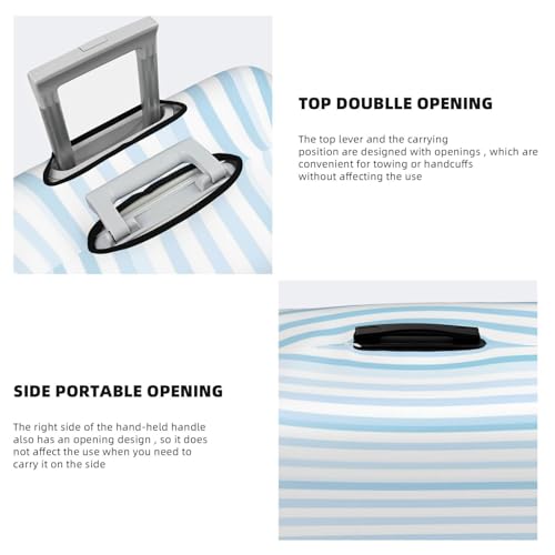 Slim Vertical Light Blue Lines Elastic Travel Luggage Covers Dustproof Scratch-Resistant Suitcase Protector Fit 22-24 Inch3