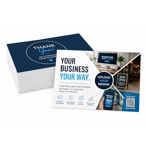 Custom 4x6 Postcards – Personalized Full Color Post Cards – Upload Your Own Design for Business Marketing, Direct Mail, Real Estate, Events & Churches – Printed on Premium Cardstock