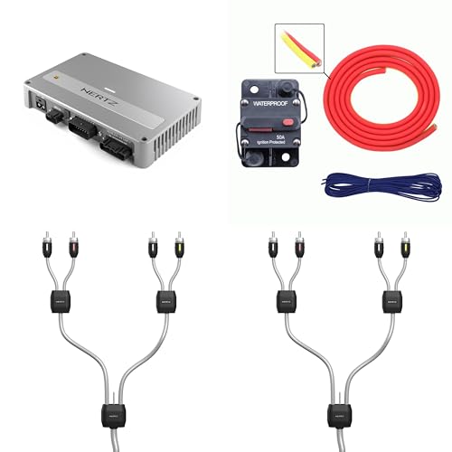 Hertz Hi-Res Marine DSP Amplifier System – Venezia V8-DSP-X2 8-Channel High Power Amp with Wiring Kit & RCA – Complete DIY Boat Audio Upgrade for Full System & Multi-Zone Control