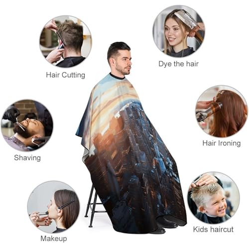 Capa para corte de cabello New York City Skyline 170x144 cm miniatura 3