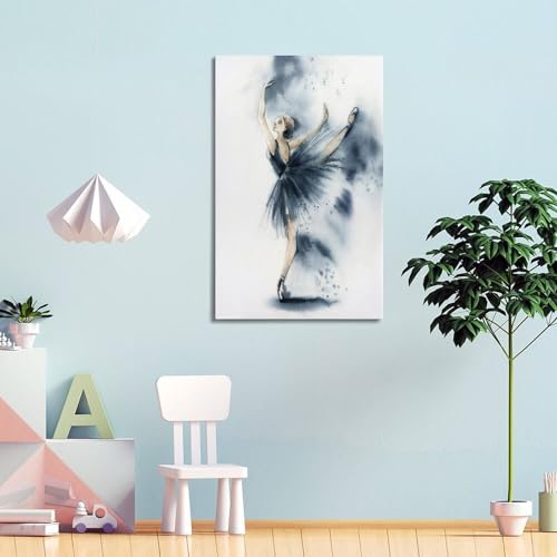 Poster aquarelle bleue ballerine WIZIGM 30x45cm