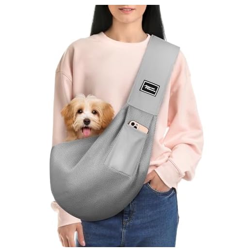 Aigret Future Dog Carrier Sling, Hand-Free Dog Sling Carrier for Small Dogs and Cats，Travel Safety Puppy Bag (Gray)