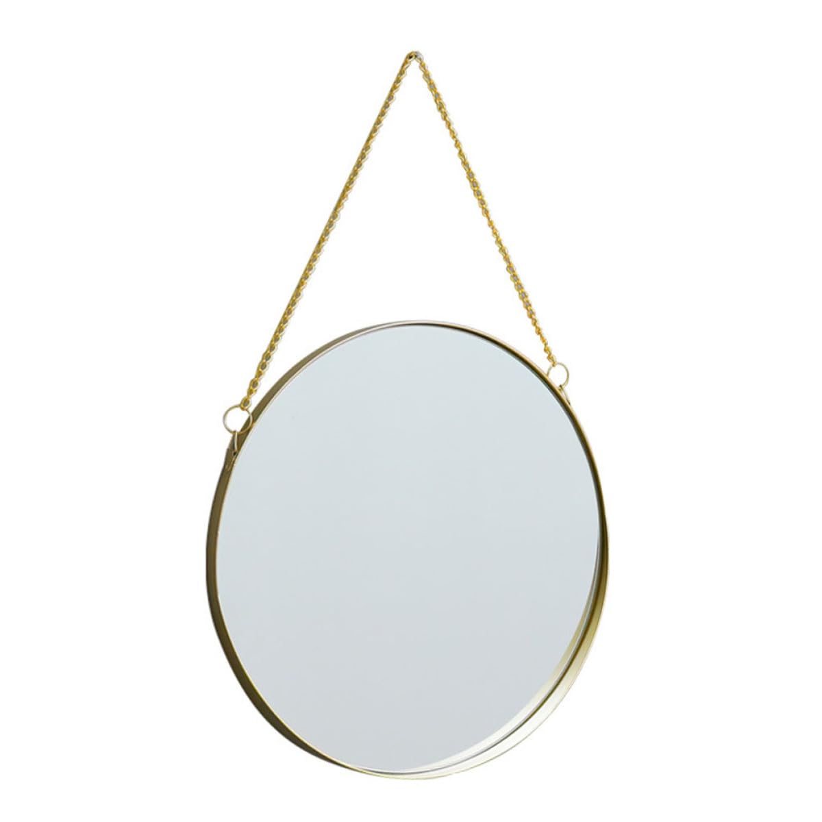 Miroir mural décoratif rond en métal or sans perçage pour salle de bain