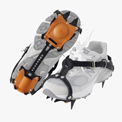 Nomadnia Crampons for Hiking Boots Men/Women, Unisex Spikes for Shoes, Shoe Traction Devices for Hiking, Snow Walking, Jogging, Universal Fit. Orange. Cover