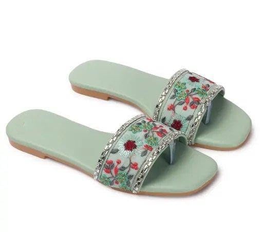 Image of Rehan Traders Stylish Women's Pair Of Embroidered & Embellished Flat Fashion Sandals| Comfortable, Lightweight, Anti Slip|SL 284
