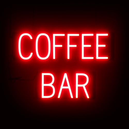 Image of SpellBrite LED Neon COFFEE BAR Sign for Business - Red, 23 inch x 15 inch | Ultra-Bright Click-Together Signage for Cafes, with Visibility from 500 Feet - 8 Animations, 6 Brightness Settings