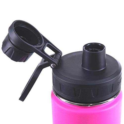 Image of Drinco Stainless Steel Water Bottle Spout Lid Vacuum Insulated Double Wall Water Bottle Wide Mouth Leak Proof Keep Cold Sport Camping Hiking (22oz Island Pink)