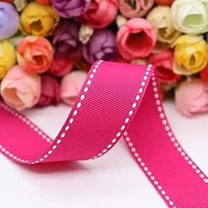 10 Yards Stitch Ribbons 9MM/25MM/38MM White Edge Dotted Line Ribbon for ...