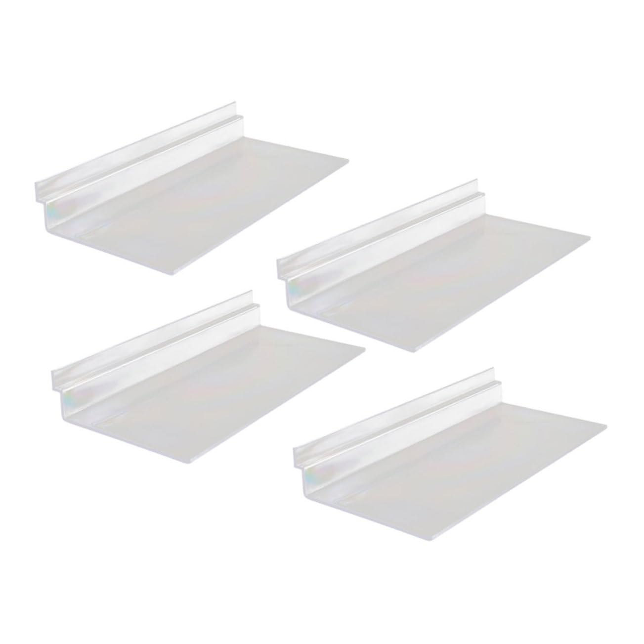 5 Set transparente Schuh-Display-Regale Slatwall Aufbewahrung für Schuhe und Accessoires, vielseitiges Design für Einzelhandel, 4 Stück je Set