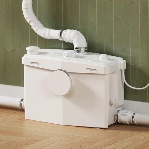 900W Macerator Pump, High Power Sewage Grinder Pump with 4 Inlets for Basement Toilet/Sink/Shower/Washer/Laundry Wastewater, Flexible Side or Top Drainage, Heavy-Duty Use, 12m/36ft Upflush,1.2HP