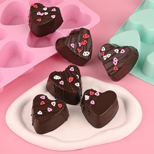 Image of Sakolla 2 Pack 8 Cavity 2.7″ Heart Chocolate Molds Silicone | Food-grade Silicone Molds, Soap Making Molds for Chocolate, Candy, Mousse, Cake Pop, Jelly, Pudding