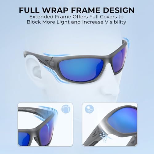 Image of KastKing Hiwassee Polarized Sport Sunglasses for Men and Women, Wrap Sunglasses for Fishing Cycling and Running,UV Protection