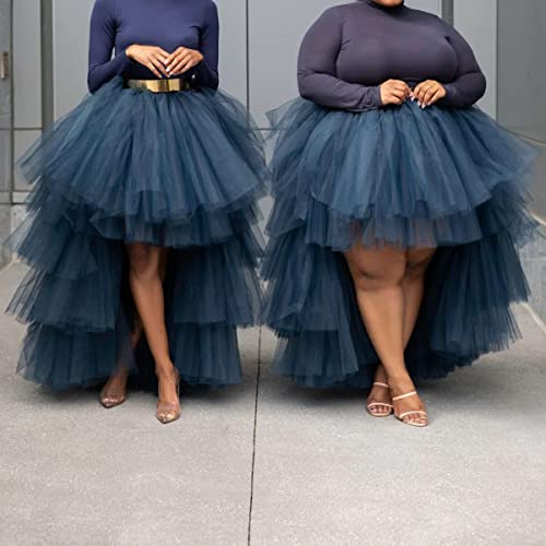 WDPL Women's Puffy Wedding High Low Layered Tulle Asymmetrical Night Out Skirt2