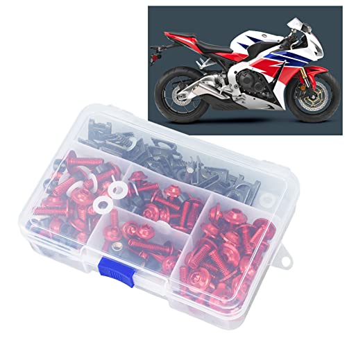 Motorrad-Befestigungs-Verkleidungsschrauben-Set, 177-teilig, Eloxierte Oberfläche, Kompakt, Einfache Installation, Motorrad-Verkleidungsschrauben-Set, Präzise für Motorräder (Rot)
