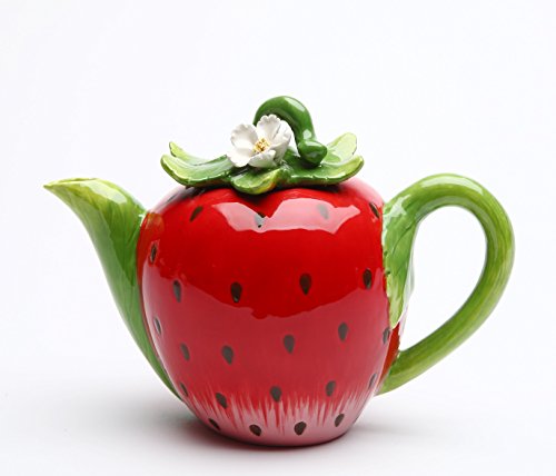Cosmos Gifts 20833 Fine Ceramic Delicious Red Strawberry Teapot, 5 1/4"H #TOP10