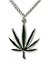 Real Metal Marijuana Weed Pot Leaf Green Enamel on Silver Finish Pewter Pendant Necklace