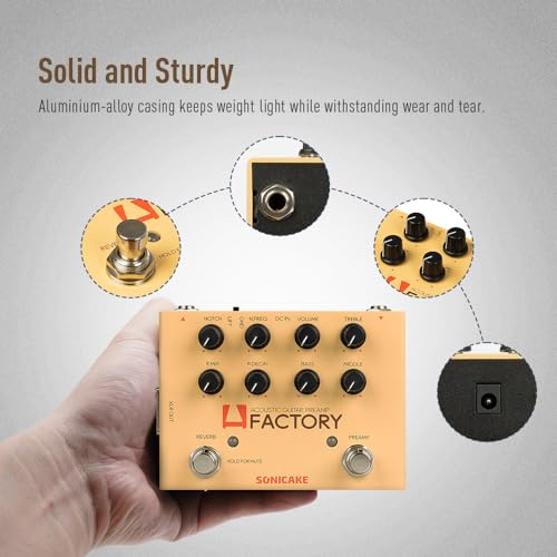 SONICAKE QDS-04 A Factory Acoustic Guitar Effects Pedal with Analog Preamp and Digital Reverb Acoustic Instruments with XLR Output