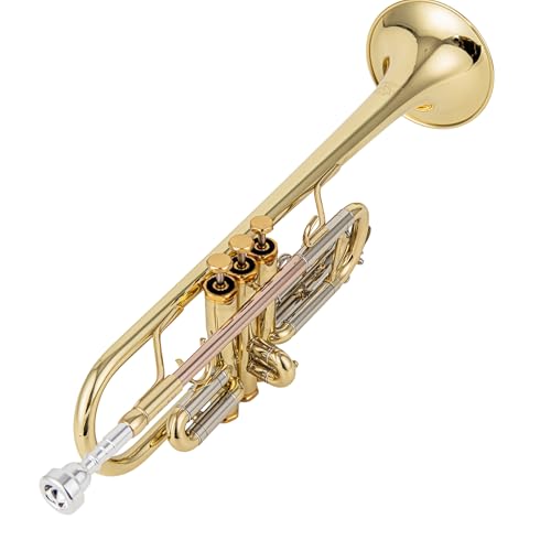 aurosus cc820 c trumpet stainless steel valves 124mm brass bell gold brass lead pipe nickel silver slides clear lacquer finish 7c mouthpiece case backpack strap intermediate students by AUROSUS - Image 6