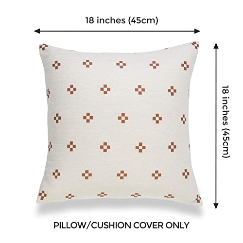 Hofdeco Modern Boho Throw Pillow Cover, Decorative Pillow Cover For Couch, Sofa, Bed, Rust Ethnical Dots, 18"X18". #TOP4