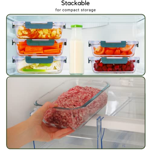 Brieftons Glass Meal Prep Containers: 5 Pack, 35 Oz With Airtight, Leakproof Snap Locking Lids, Perfect For Food Storage, Lunch & Portion Control, Bpa-Free, Microwave, Oven, Freezer & Dishwasher Safe #TOP4