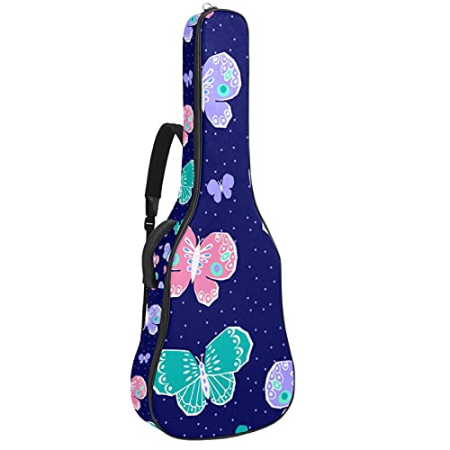 Housse de guitare violet pastel et rose papillon pour guitare classique