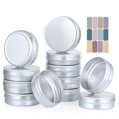 LIYAR 12 Pack 4 oz Tins with Lids Round Salve Tins 4oz Tin Wide Mouth Aluminum Tin with Lids 4oz Metal Containers Salve Containers for Spices Candles or Salve(Silver)