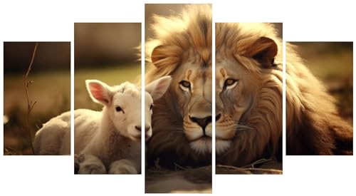 Diamond Painting Agneau Lion pour salon : grand tableau 5D 300x180cm