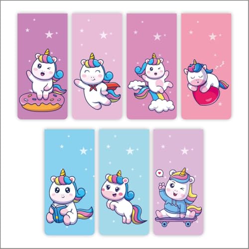 Image of Zesta Magnetic Bookmark Set of 7 | Aesthetic Book Mark for Reading | Cute Anime Bookmarks for Kids, Students | Book Accessories for Novels, Gifts for Readers(Unicorn Magnetic Bookmark, 15X4 Cms)