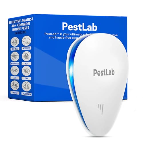 PestLab Ultrasonic Pest Repeller Indoor Plug In Bug Repellent for Mice Rodents Rats Roaches Ants Spiders Mosquitoes & Bed Bugs Electronic Pest Control Device with 300 Sq Ft Coverage 1 Pack