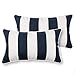 Zestaw 2 zewnętrznych/wewnętrznych poszewek na poduszkę lędźwiową 30x48cm, wodoodporna prostokątna poszewka na poduszkę Powłoka dekoracyjna poduszka Sham do Patio Garden, Granatowy biały pasek