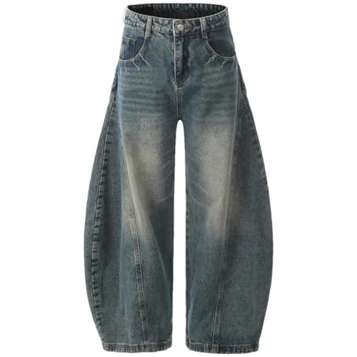 Men Wide Leg Jeans Washed Retro High Street Denim Baggy Jeans