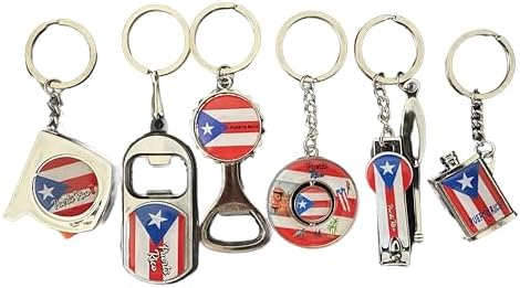 Puerto Rico Flag Bottle Opener Metal Keychain, Souvenir Keyring, 6 Pack image 2